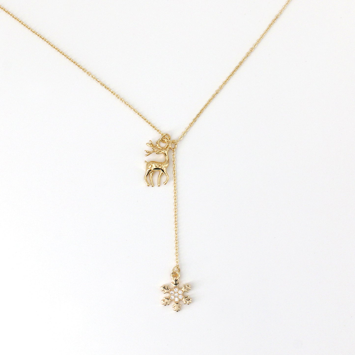 01 Fashion snowflake and deer necklace